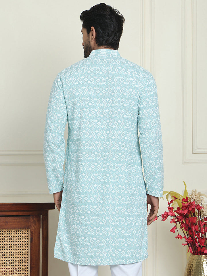 Embroidered And Sequins Straight Kurtas For Men