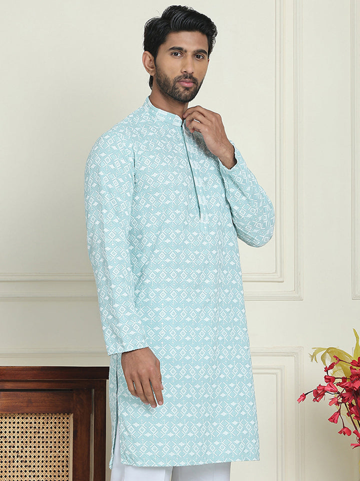 Embroidered And Sequins Straight Kurtas For Men