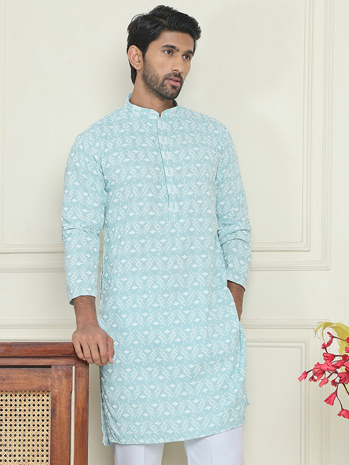 Embroidered And Sequins Straight Kurtas For Men