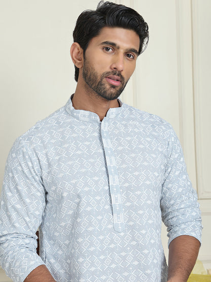 Embroidered And Sequins Straight Kurtas For Men