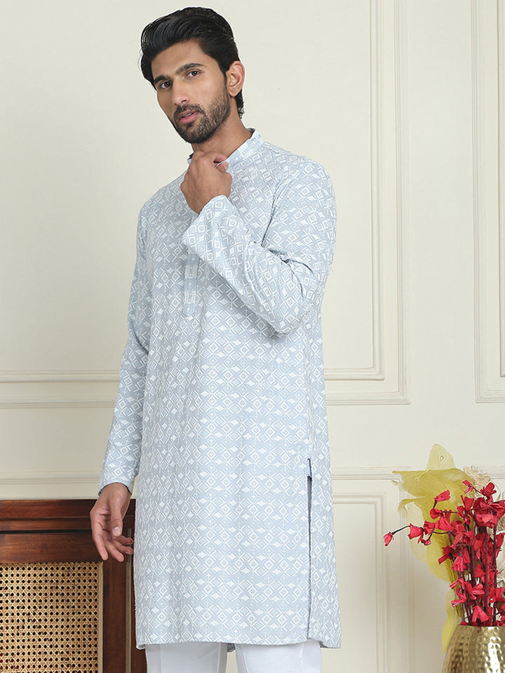 Embroidered And Sequins Straight Kurtas For Men