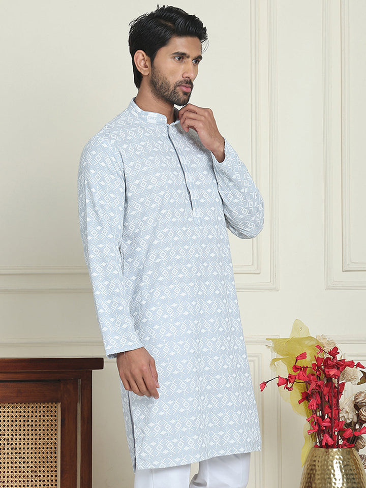 Embroidered And Sequins Straight Kurtas For Men