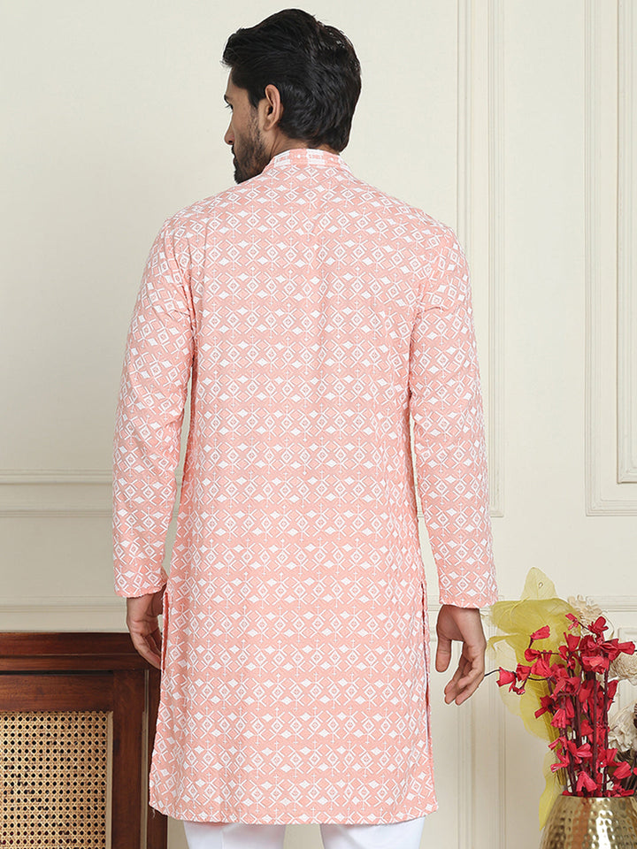 Embroidered And Sequins Straight Kurtas For Men