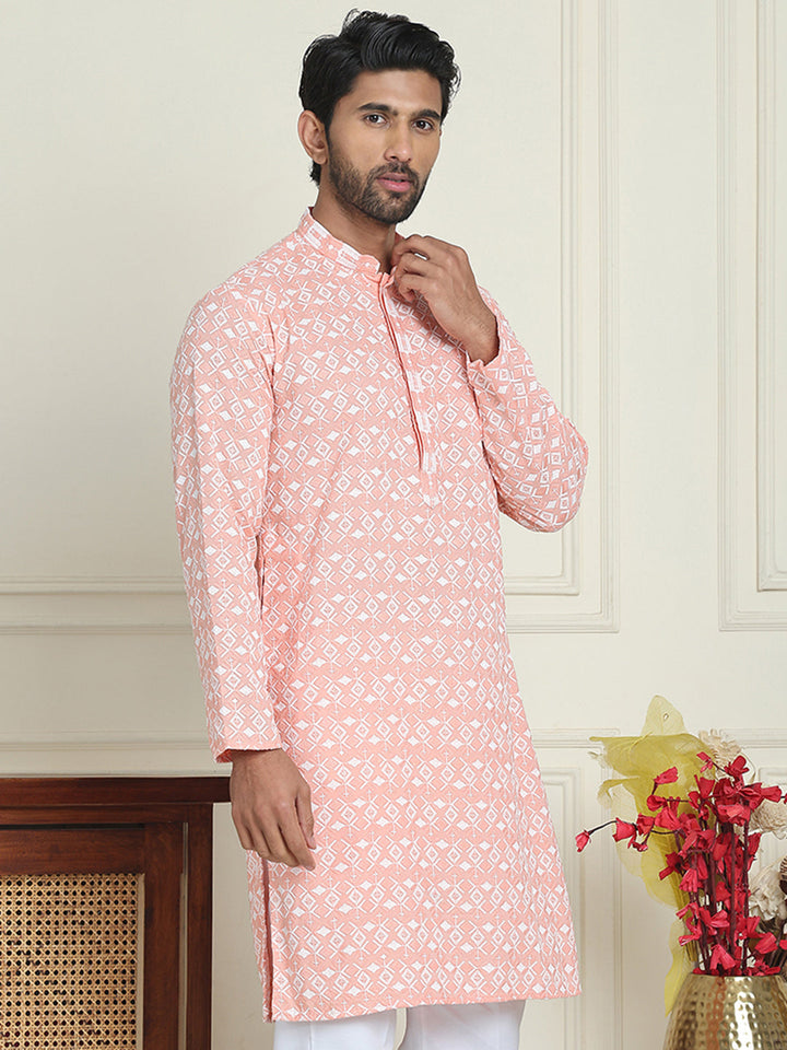 Embroidered And Sequins Straight Kurtas For Men