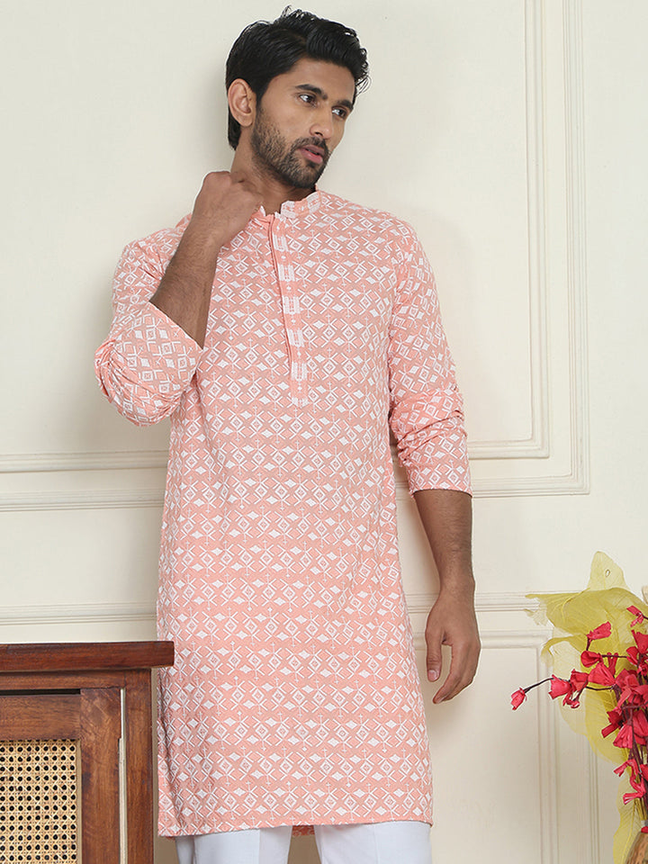 Embroidered And Sequins Straight Kurtas For Men