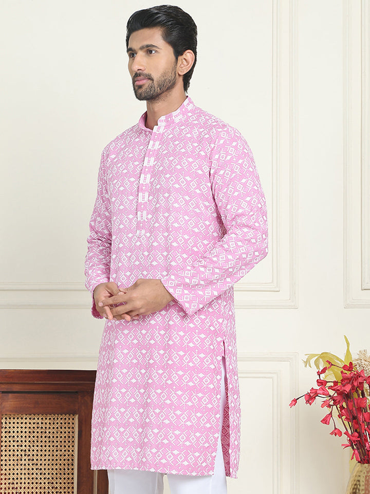 Embroidered And Sequins Straight Kurtas For Men
