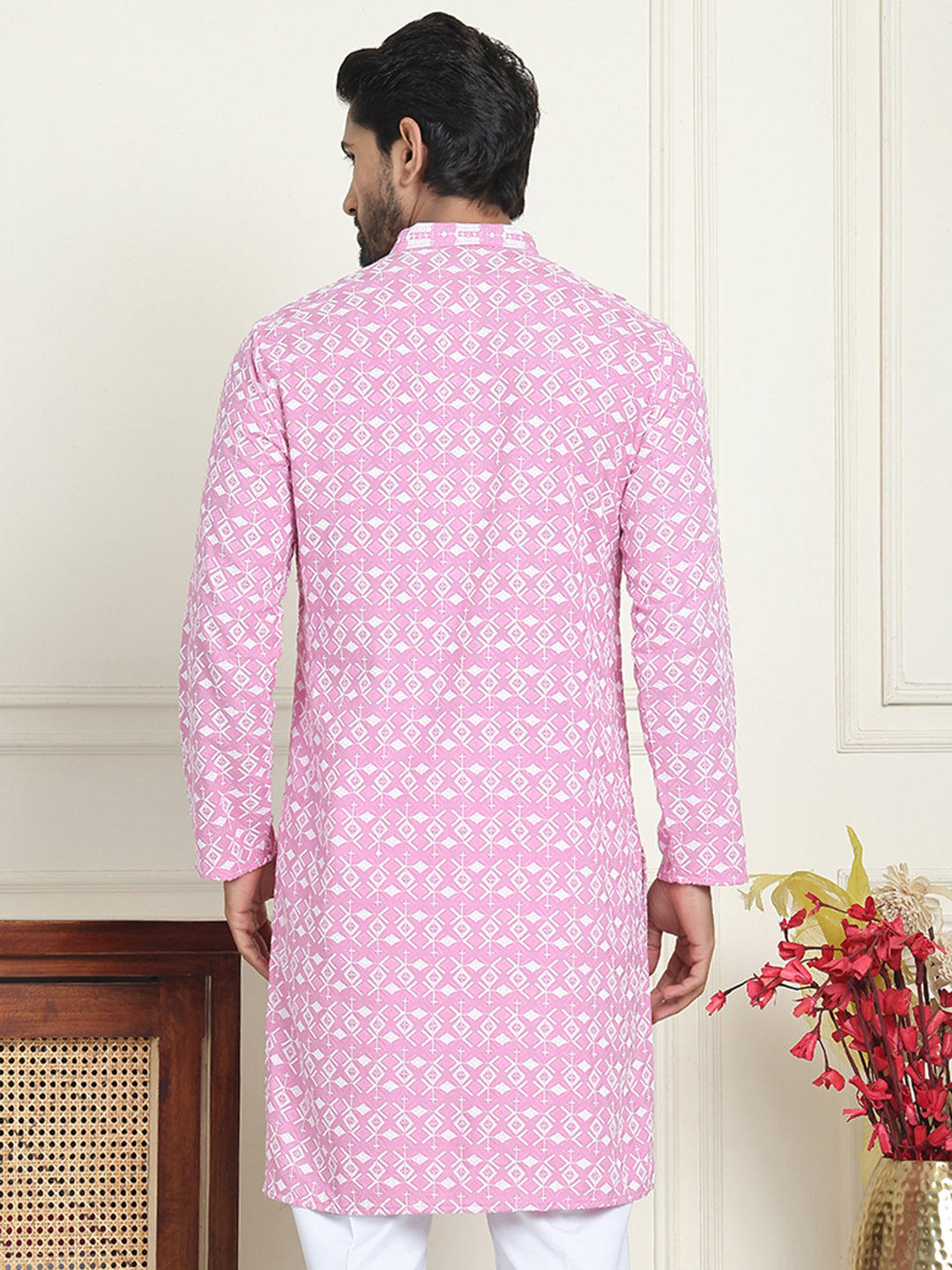 Embroidered And Sequins Straight Kurtas For Men