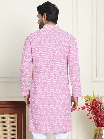 Embroidered And Sequins Straight Kurtas For Men