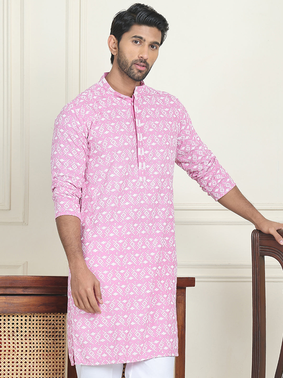 Embroidered And Sequins Straight Kurtas For Men