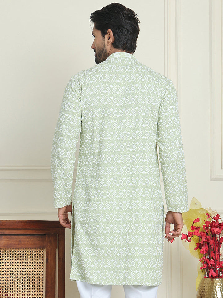 Embroidered And Sequins Straight Kurtas For Men
