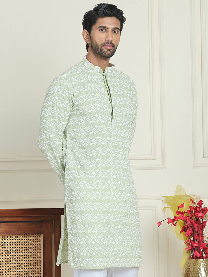Embroidered And Sequins Straight Kurtas For Men