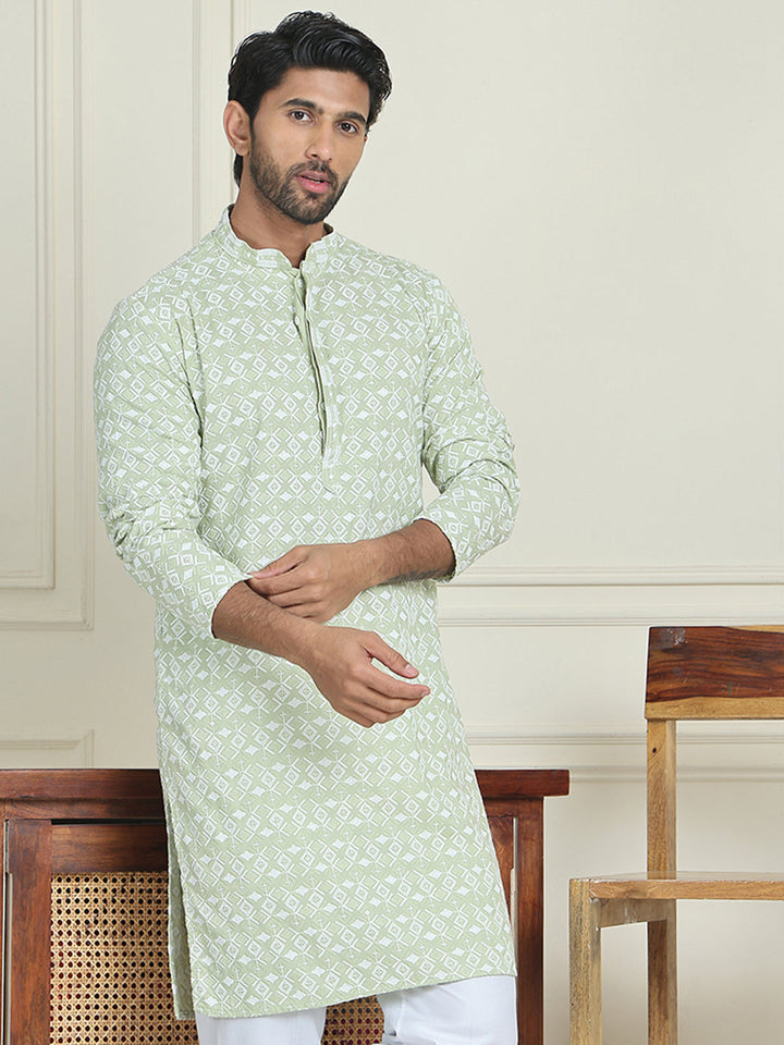 Embroidered And Sequins Straight Kurtas For Men