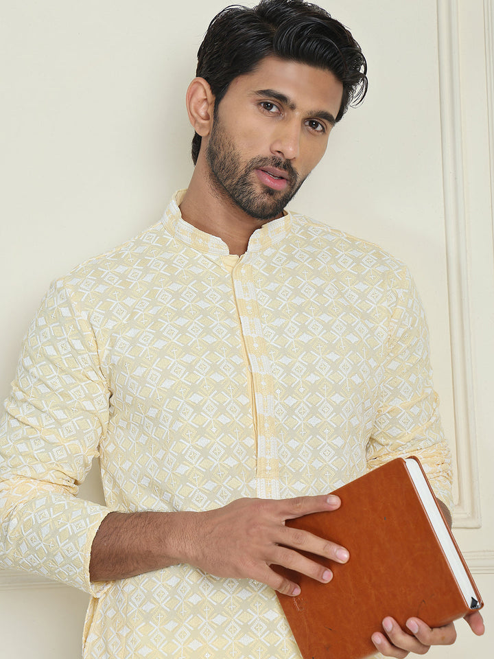 Embroidered And Sequins Straight Kurtas For Men