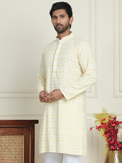 Embroidered And Sequins Straight Kurtas For Men