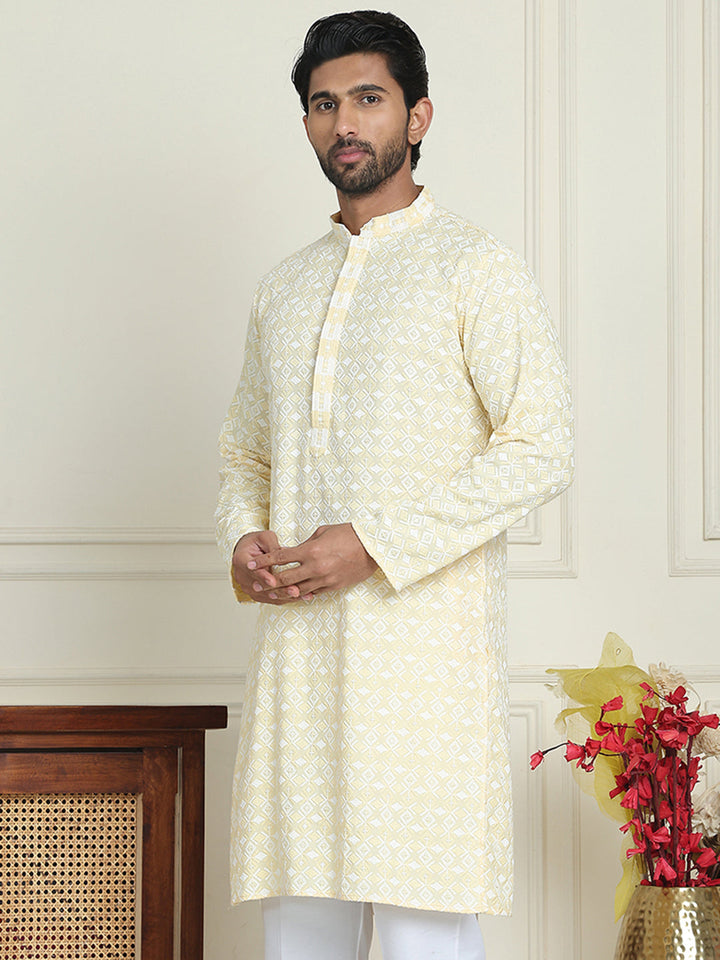 Embroidered And Sequins Straight Kurtas For Men