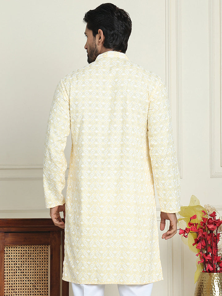 Embroidered And Sequins Straight Kurtas For Men