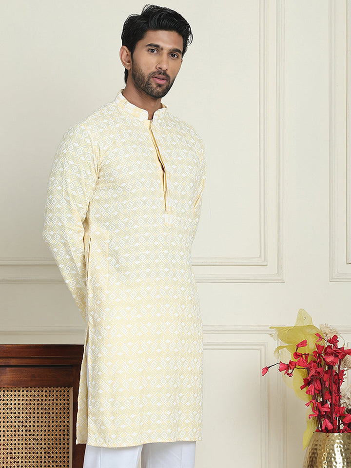 Embroidered And Sequins Straight Kurtas For Men