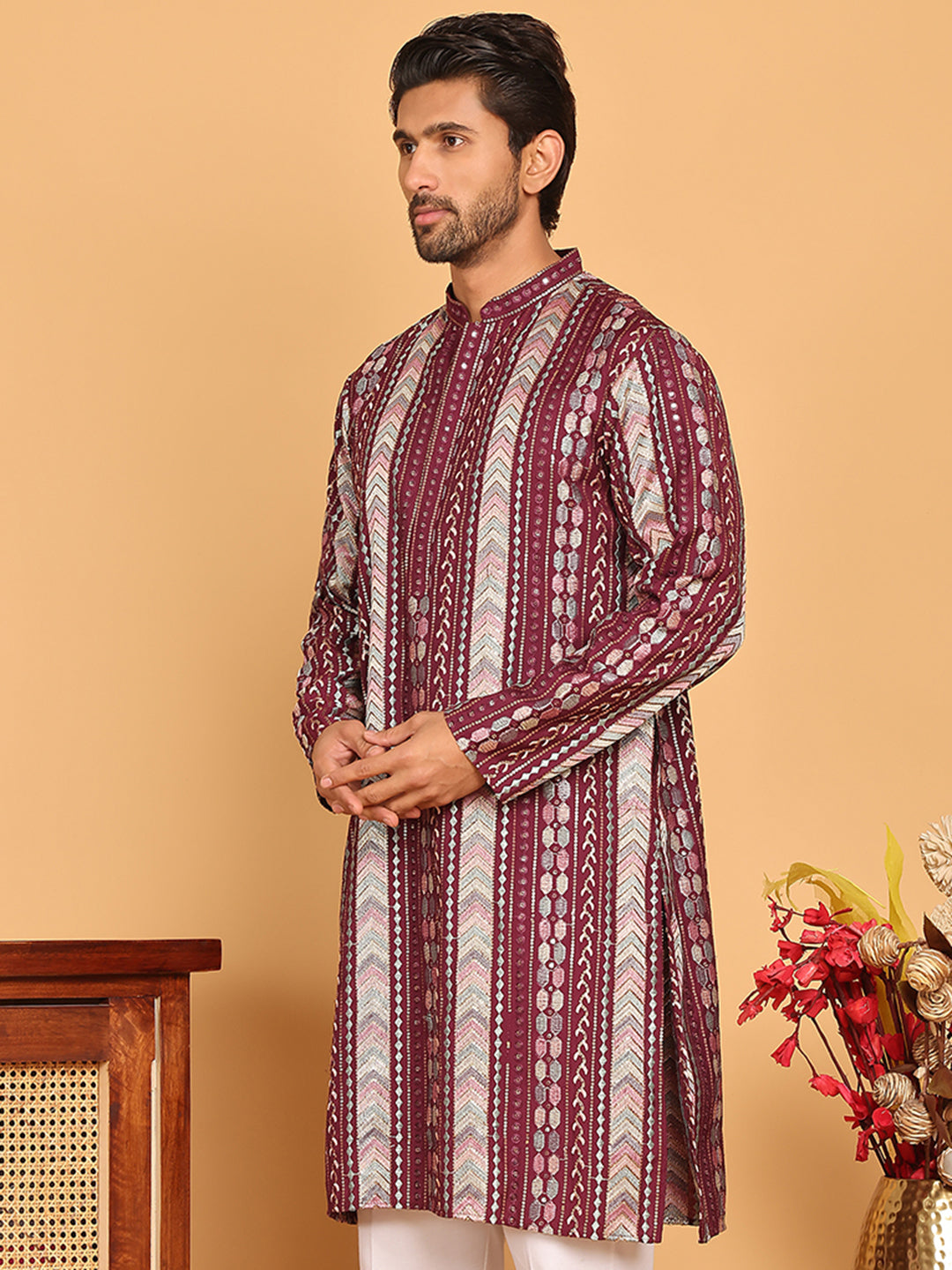 Embroidered And Sequins Kurtas For Men