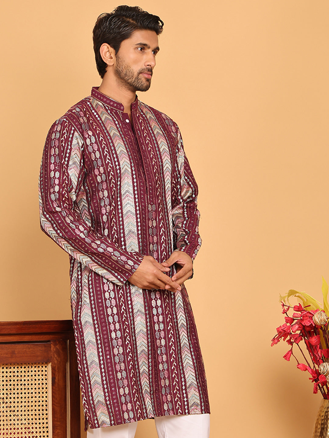 Embroidered And Sequins Kurtas For Men