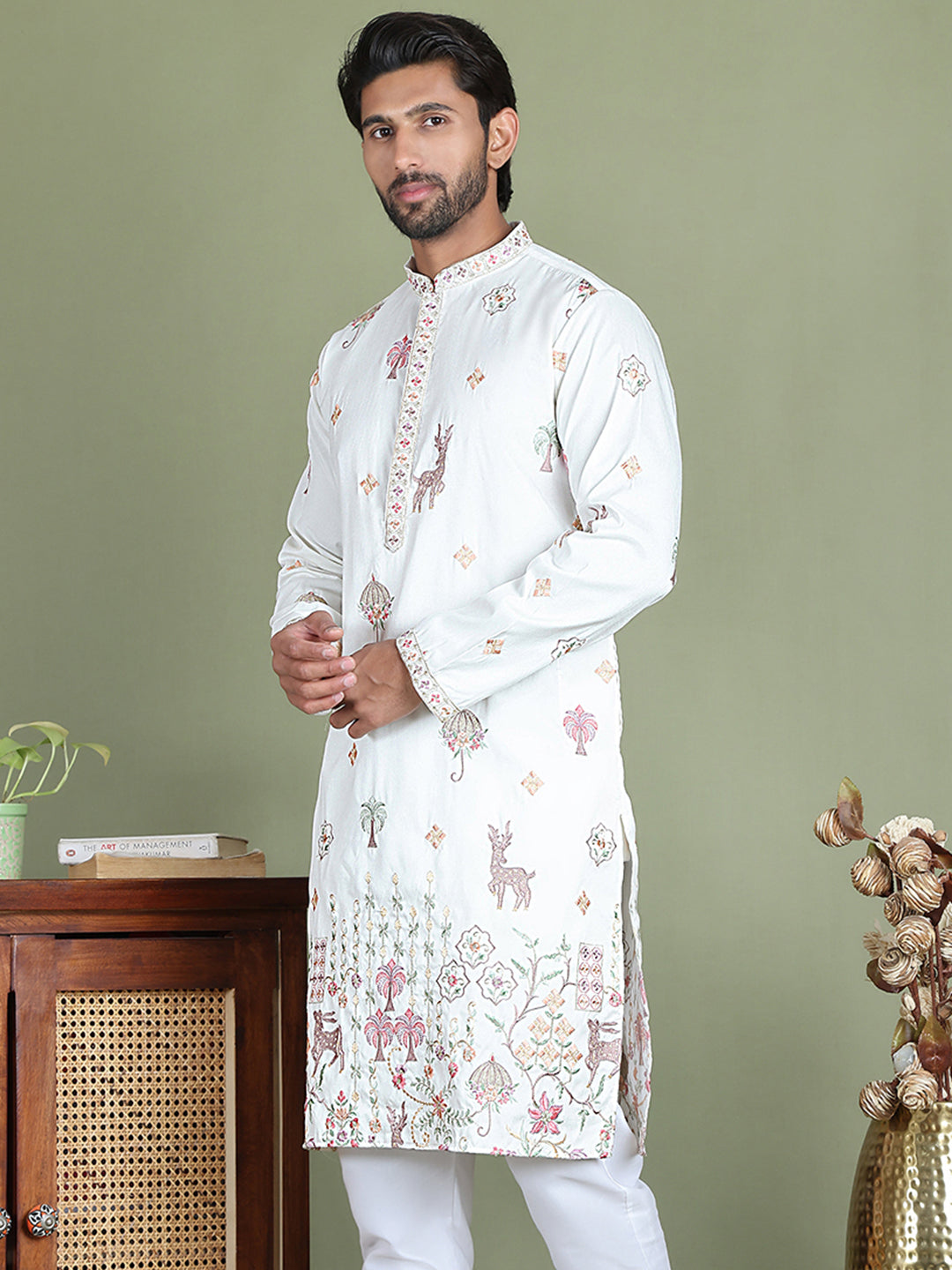 Floral Embroidered And Sequins Kurtas
