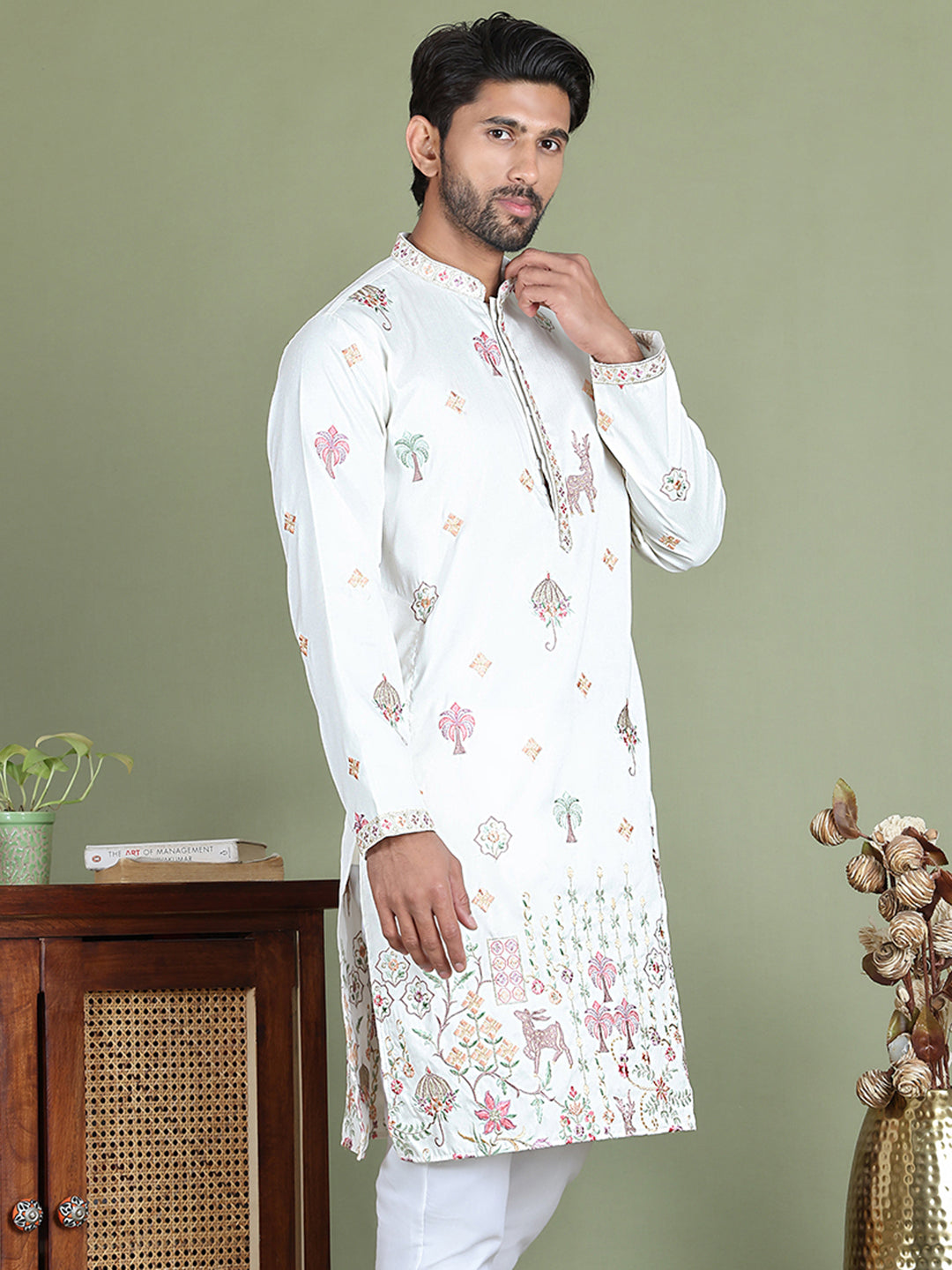 Floral Embroidered And Sequins Kurtas
