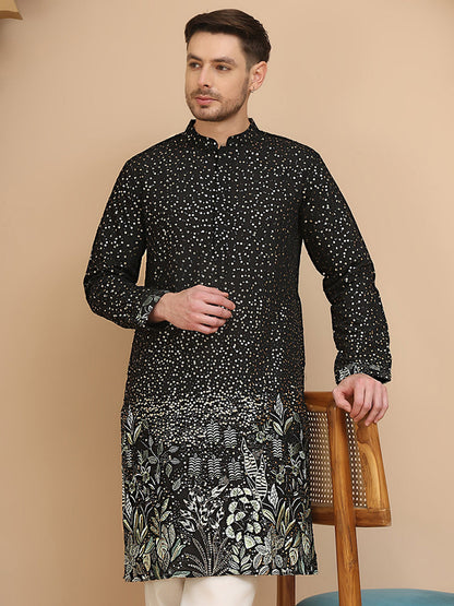 Embroidered And Sequins Silk Blend Kurtas.