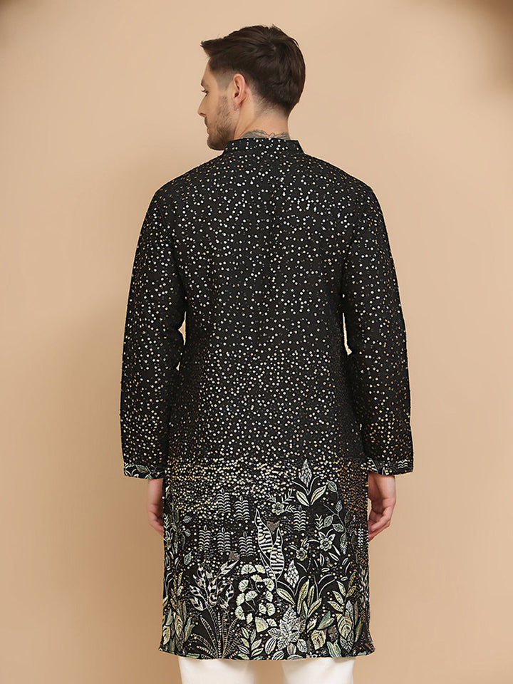 Embroidered And Sequins Silk Blend Kurtas.