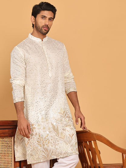 Embroidered And Sequins Silk Blend Kurtas.
