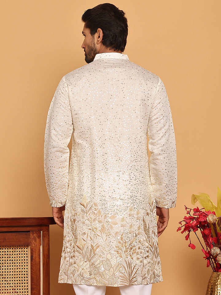 Embroidered And Sequins Silk Blend Kurtas.