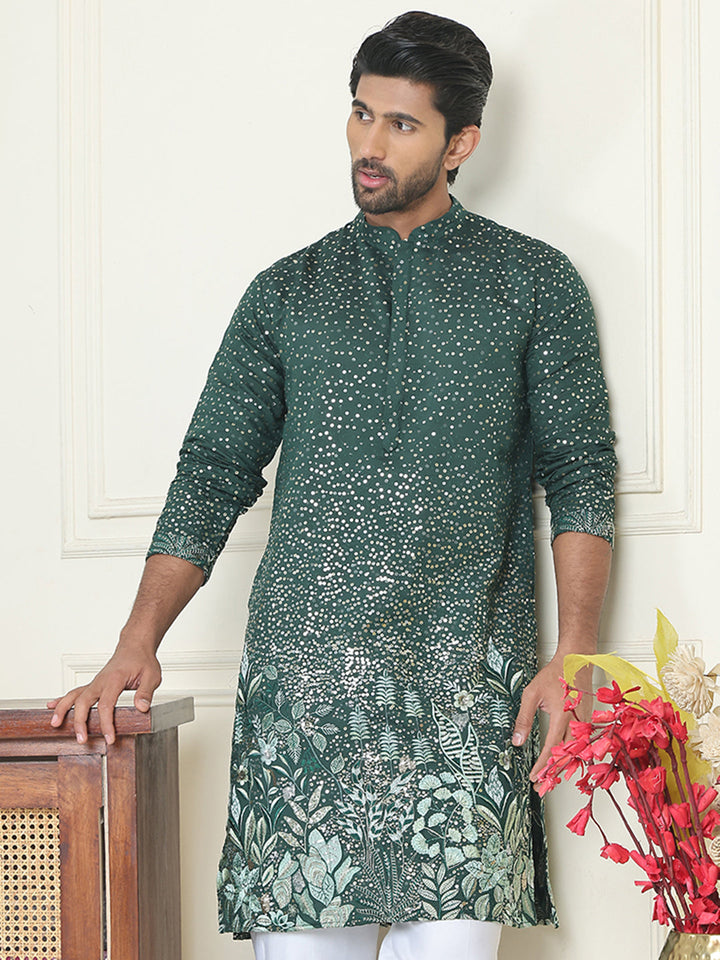 Embroidered And Sequins Silk Blend Kurtas.