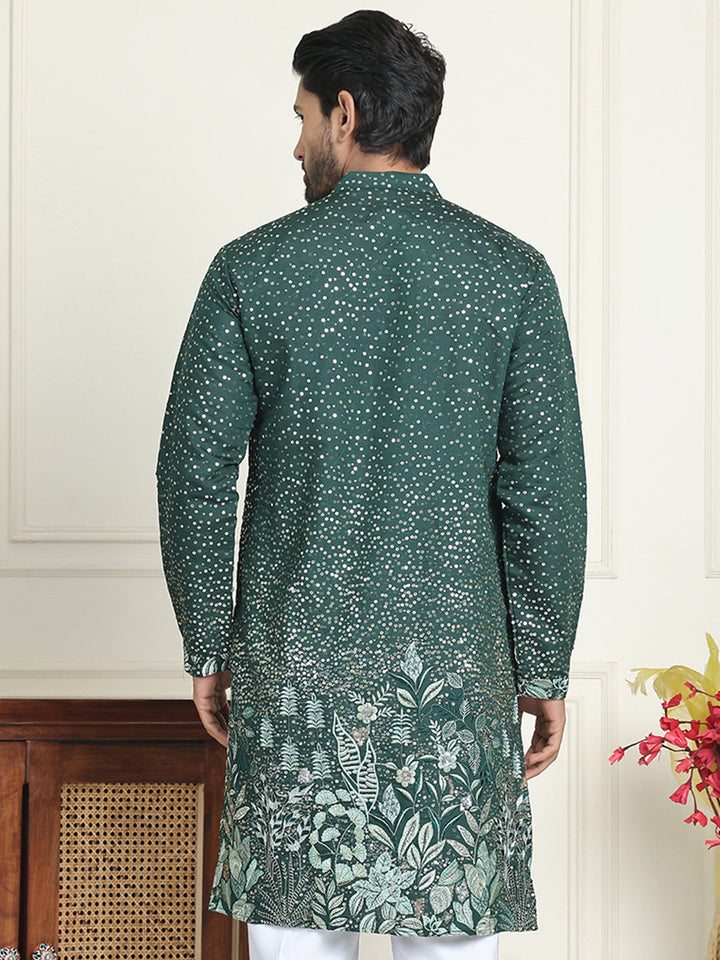 Embroidered And Sequins Silk Blend Kurtas.