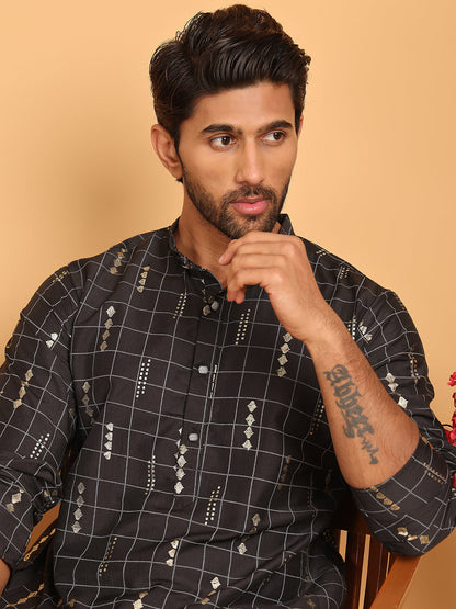 Foil Printed Straight Kurtas For Men