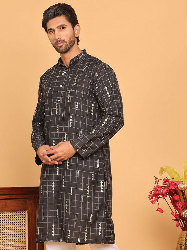 Foil Printed Straight Kurtas For Men