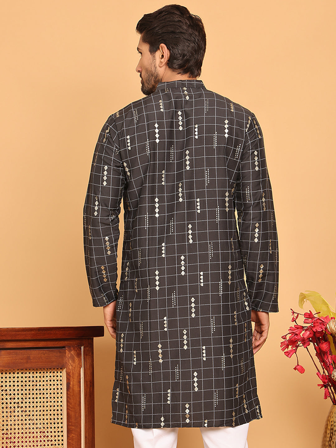 Foil Printed Straight Kurtas For Men