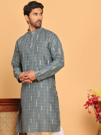 Foil Printed Straight Kurtas For Men