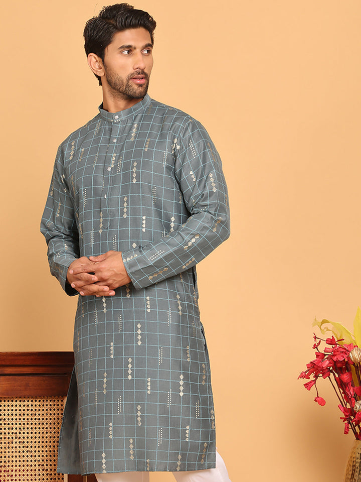 Foil Printed Straight Kurtas For Men