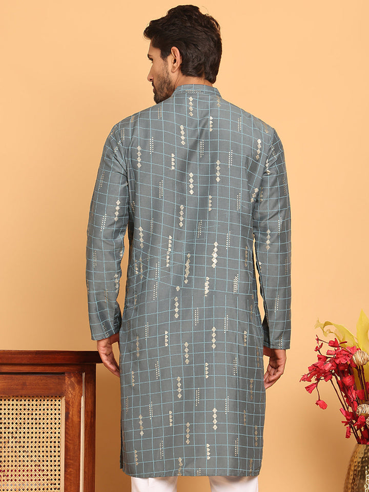 Foil Printed Straight Kurtas For Men