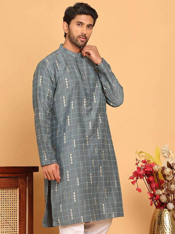 Foil Printed Straight Kurtas For Men