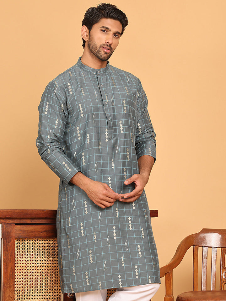 Foil Printed Straight Kurtas For Men
