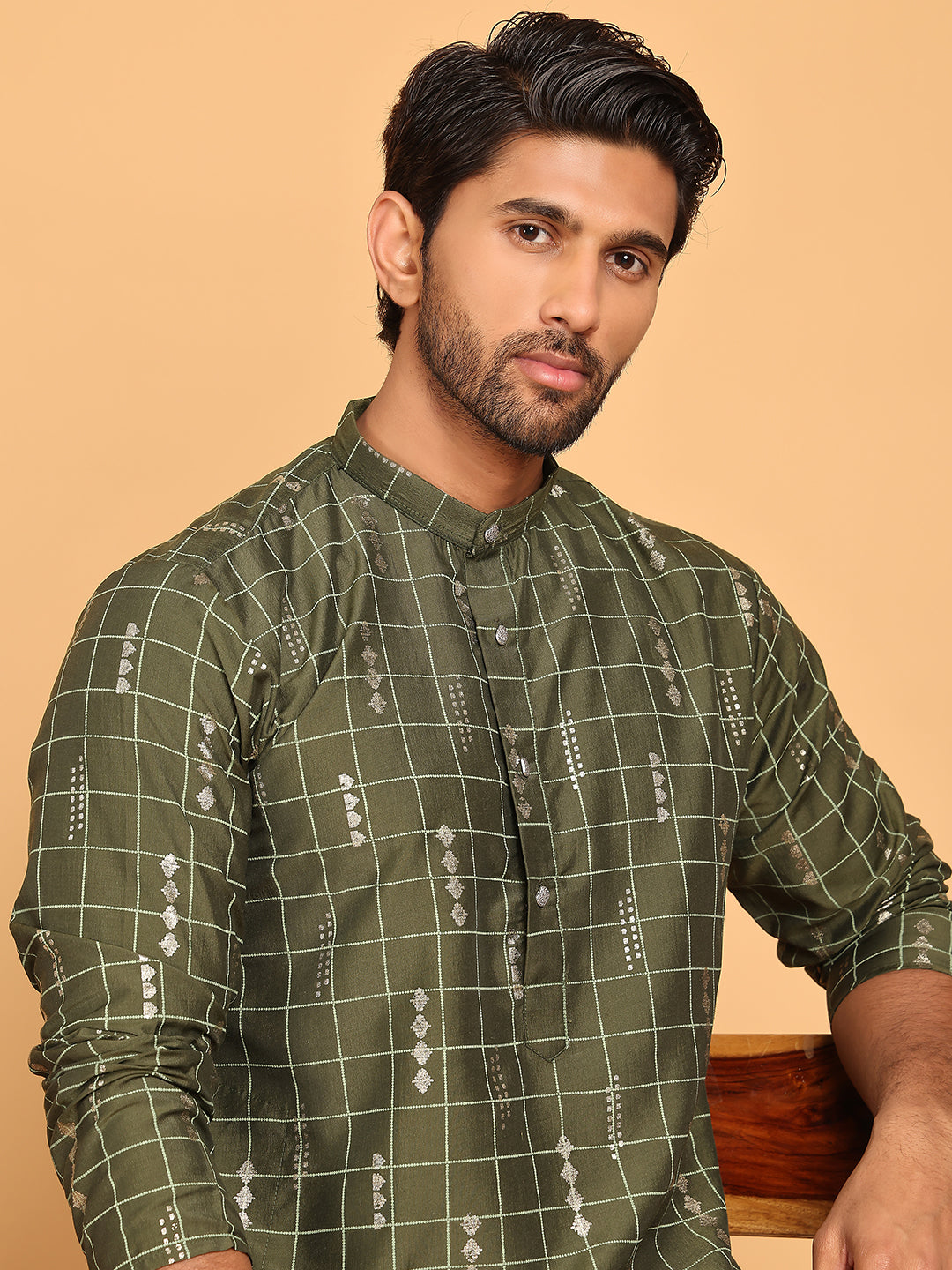 Foil Printed Straight Kurtas For Men