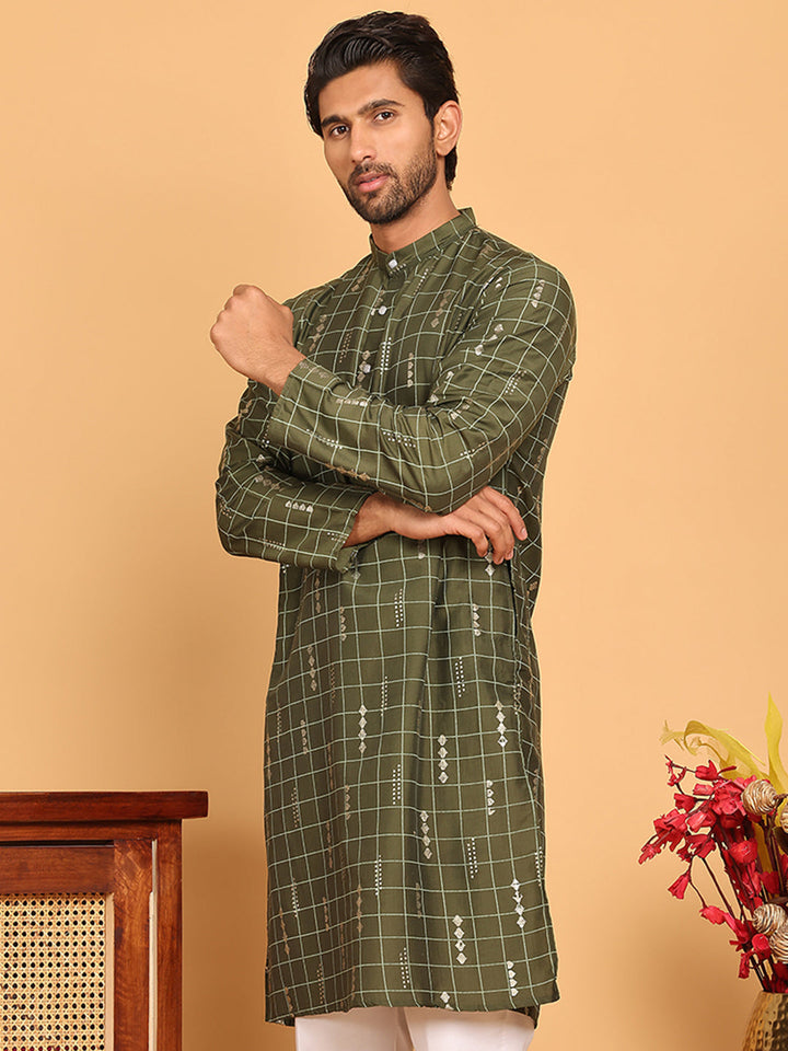 Foil Printed Straight Kurtas For Men