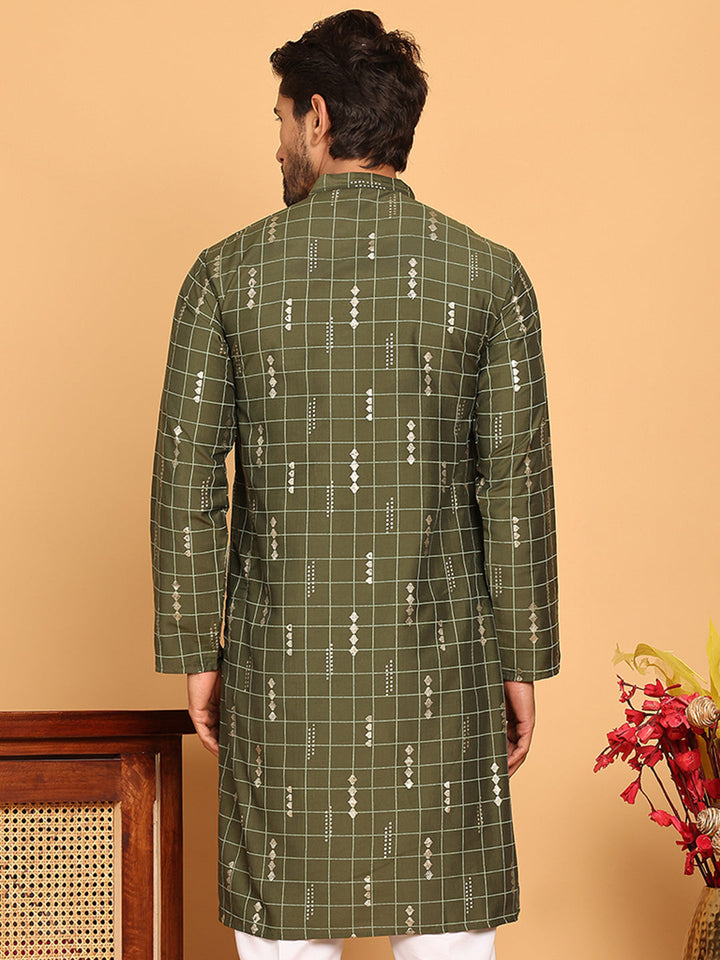 Foil Printed Straight Kurtas For Men