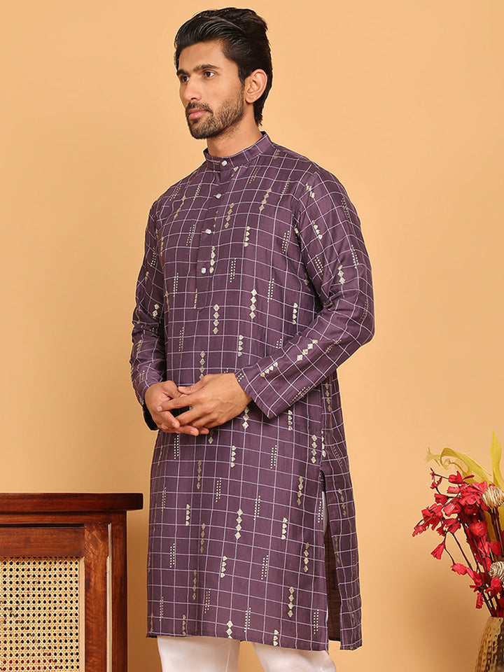 Foil Printed Straight Kurtas For Men
