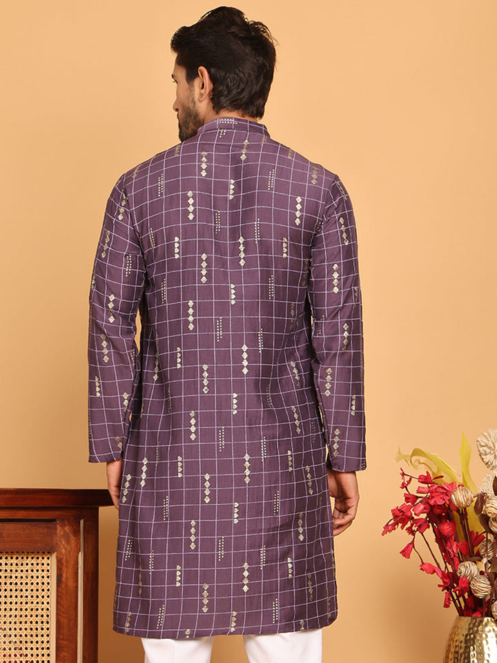 Foil Printed Straight Kurtas For Men