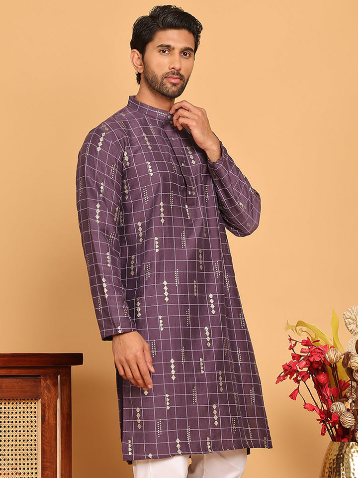 Foil Printed Straight Kurtas For Men