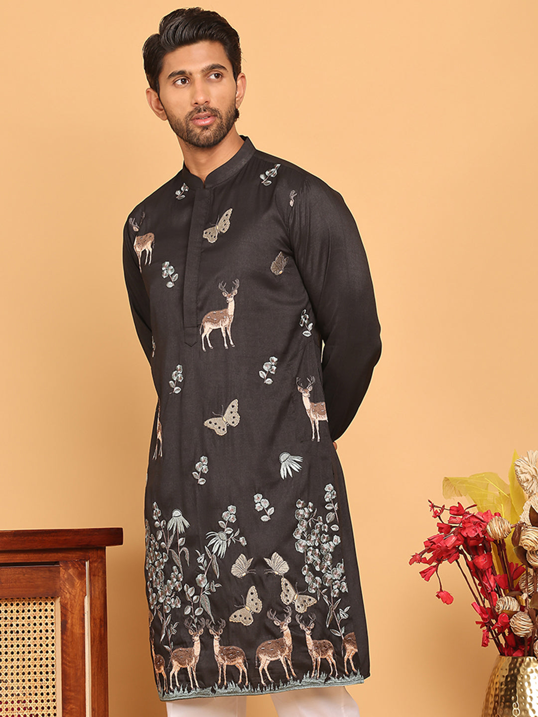 Embroidered Straight Kurtas For Men