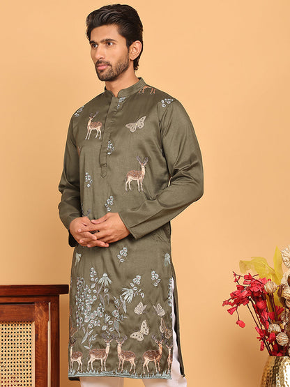 Embroidered Straight Kurtas For Men