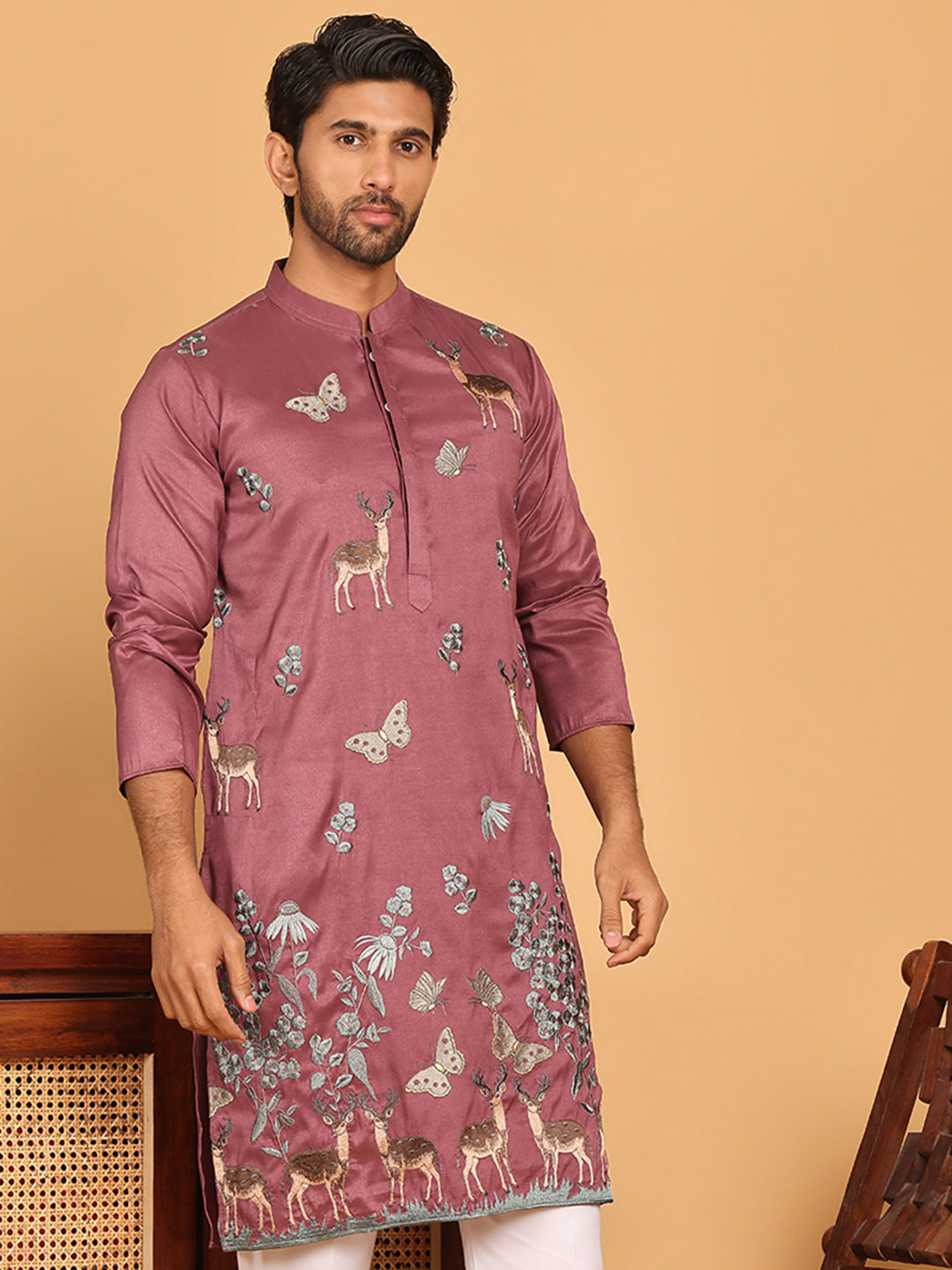 Embroidered Straight Kurtas For Men