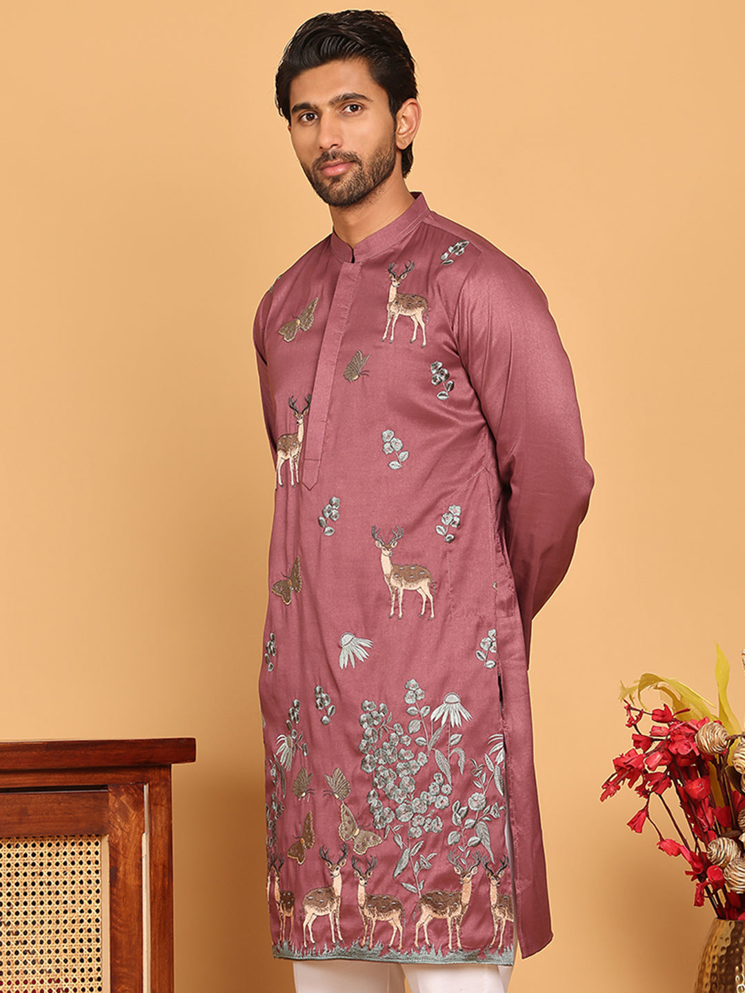Embroidered Straight Kurtas For Men