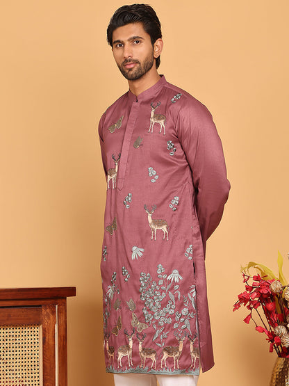 Embroidered Straight Kurtas For Men